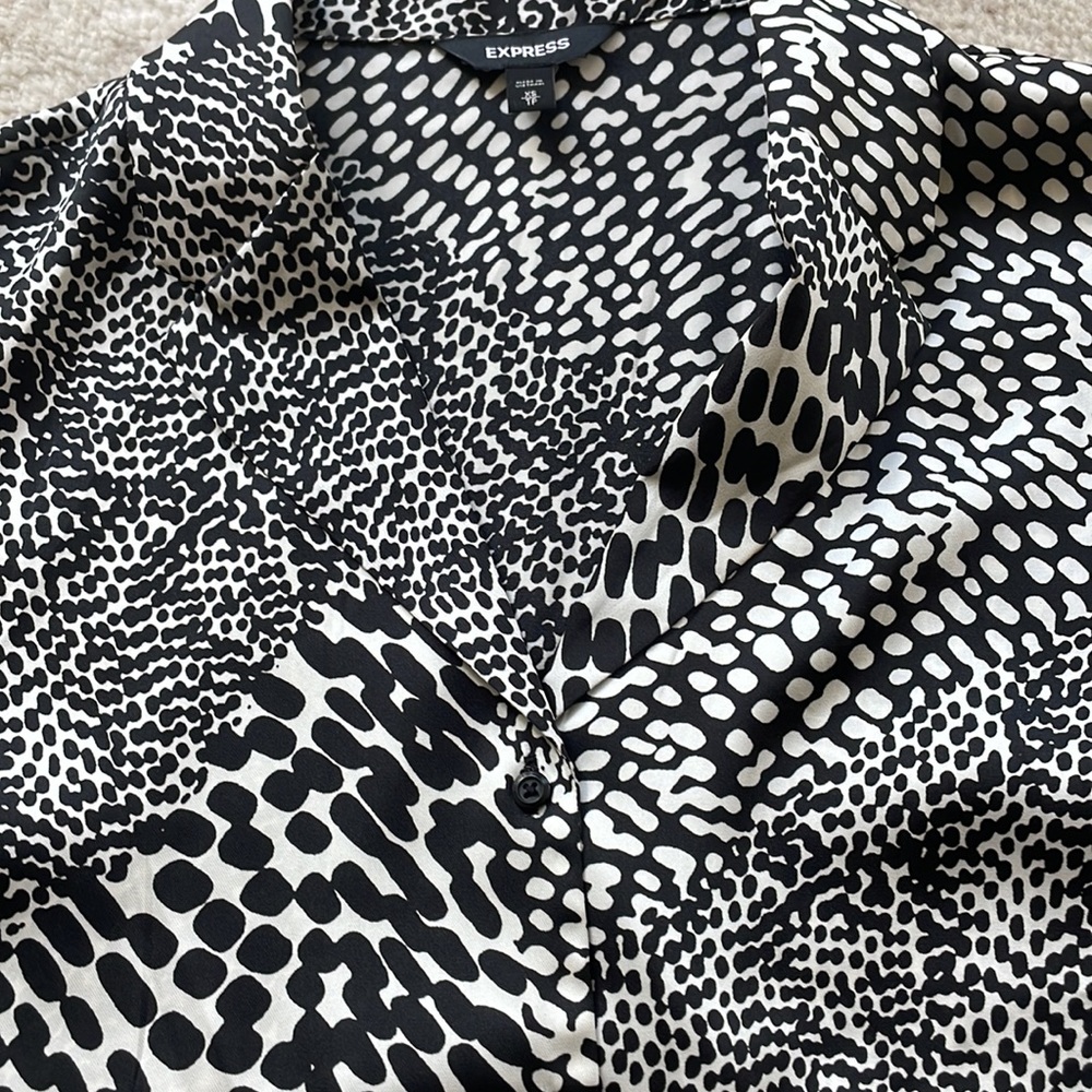 Express Lightly Cropped Silky Button Down Blouse - image 3